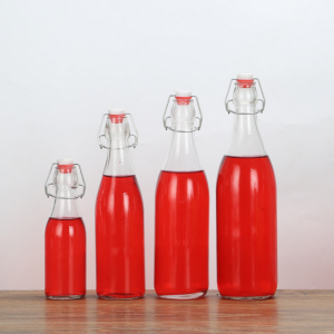 OEM / 250ml Fruit Juice / Flip Top End Swing Top Drank Glass Bottle mei airtight Cap