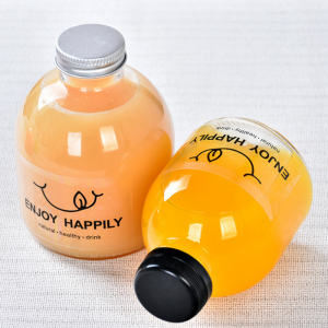 Stock 15cc150ml 280ml 350ml 500ml clear milk tea fruits juice glass bottle with aluminum lid