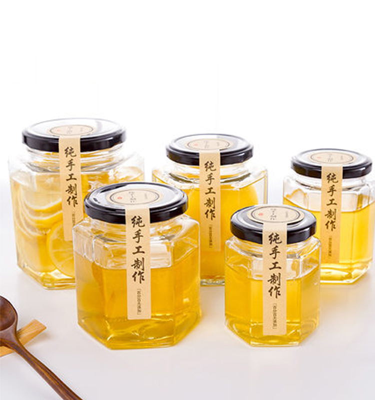 Preservare chutney 8 once bicchiere da 250 ml barattolo di vetro esagonale miele