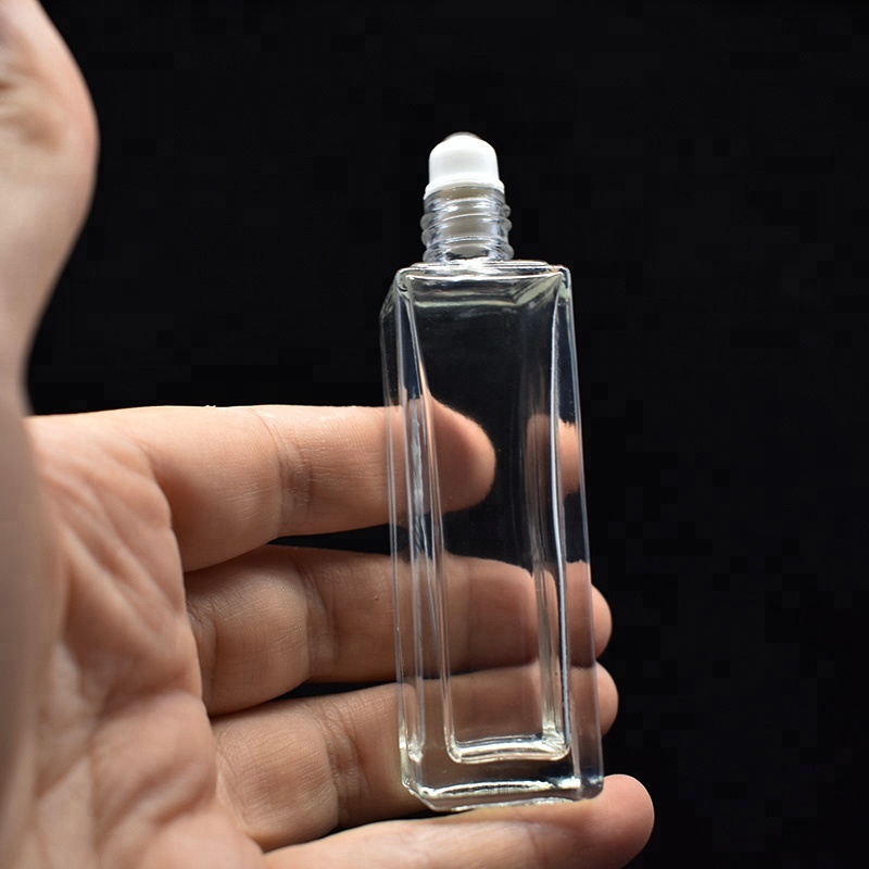 Custom perfumes 3ml 6ml 10ml 8.5ml 5ml Roll on Top Square Glass Bottle Ball White Cap 50ml 30ml 8ml 20ml