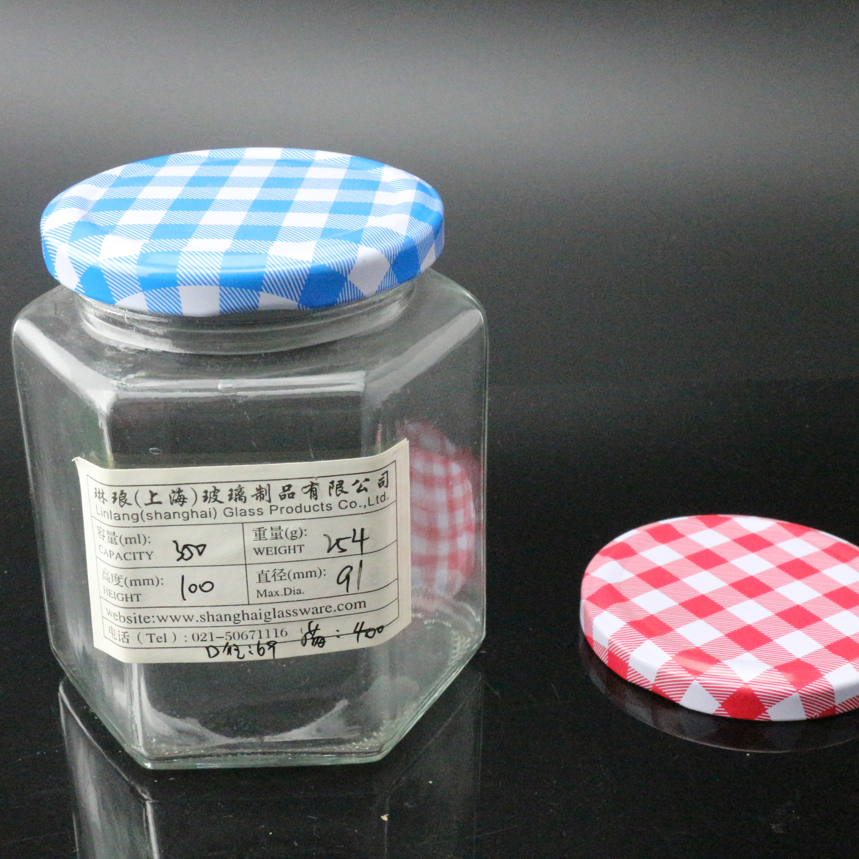 Chutney preservar aliments mel pots de vidre de vidre hexagonal 190ml
