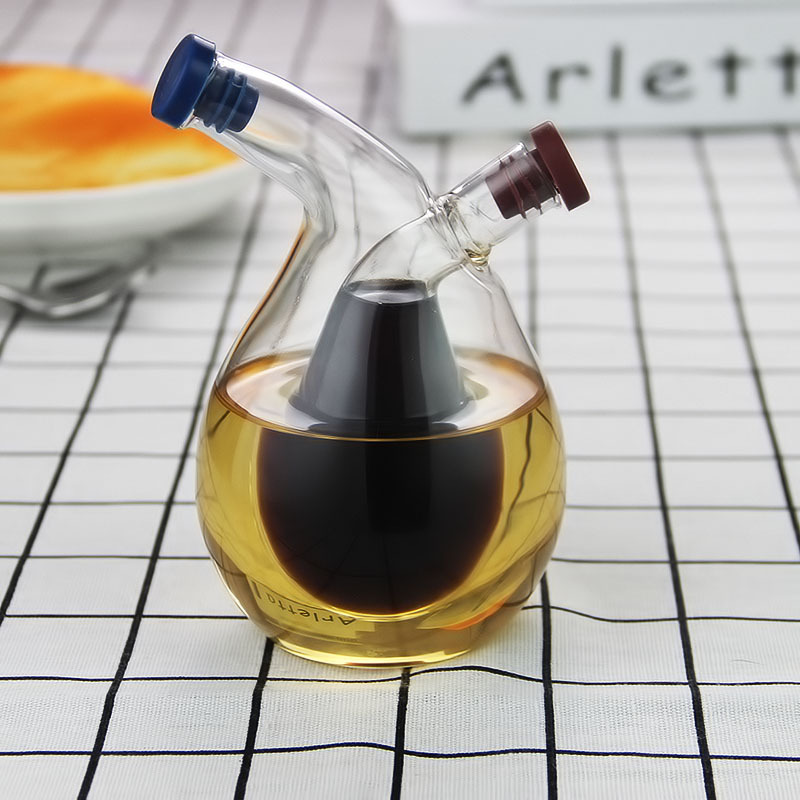 Professional Design Luxury Glass Candle Jar - Wholesale Two-in-One Oil Dispenser Design Vinegar Cruet Olive Oil Pourer Condiment Dispenser Bottle – Linlang