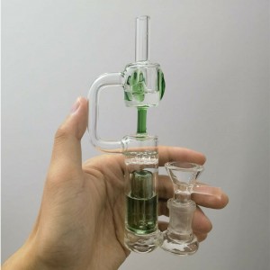 El burbujeador que fuma del tubo largo de cristal portátil verde pipa que fuma la cachimba