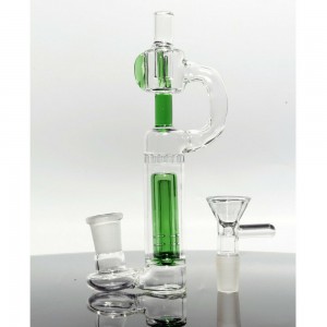 Grönt bärbart glas långt rör rökande bubbelrör rökning vattenpipa