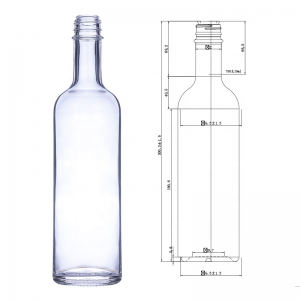 Botelo-vitra fabrikisto 500ml 750ml boteloj por likvora alkoholaĵo gin rum tekila