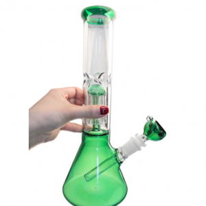 Kundenspezifische handgefertigte Pfeifen aus grünem Glas, die Unkraut-Bongo-Wasserpfeife rauchen