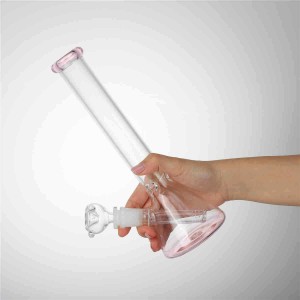 Anpassad handgjord glasrör rosa tobaksros vattenpipa behållare skål