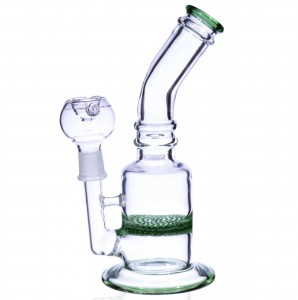Benutzerdefinierte handgemachte grünes Glas Bongo Weed Wasserpfeife Raucherzubehör