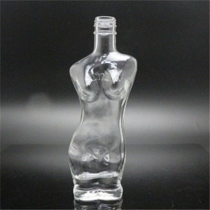 Ombre de corps de femme gracieuse bouteille de sauce de soja en verre de 250 ml avec bouchon blanc