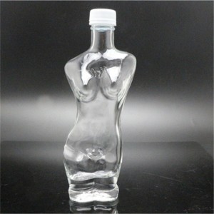 elegante cuerpo de mujer sombra 250ml botella de salsa de soja de vidrio con tapón blanco