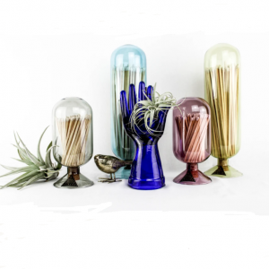 Custom handmade creative matches glass bottle match holder