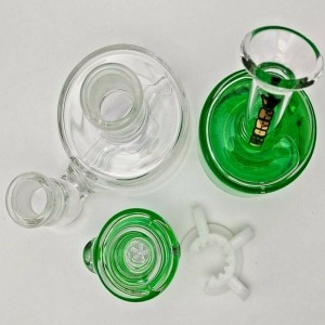 Green 7″ freezable modular glass bong hookah water pipe tobacco bongs