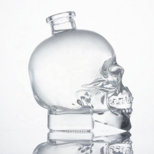 Shanghai linlang 500ml 750ml garrafa de vidro de caveira impressa garrafa de vidro de caveira de cristal