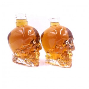 Shanghai linlang 500ml 750ml Printed Skull Glass Bottle Crystal Skull Glass Bottle