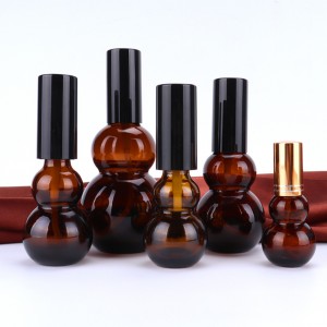 perfume essential oil liquid medicine unique calabash shape brown glass bottle with spray