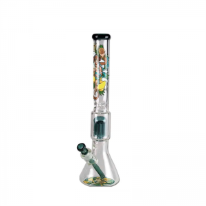 linlang shanghai fancy Straight Glass Ice Bong Slited Double Drummer Percs