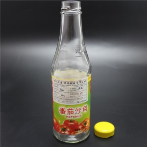 مصنع شنغهاي 10 أوقية زجاجة صلصة ساخنة قابلة للنفخ مع غطاء معدني