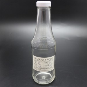 shanghai factory 350ml hot sauce glass bottle with white metal cap