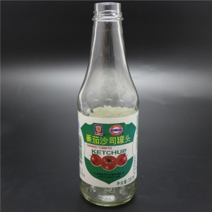 مصنع شنغهاي 380 مل زجاجة صلصة زجاجية غطاء معدني لكيتوب
