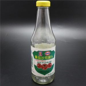 shanghai factory 380ml glass sauce bottle metal cap for ketup