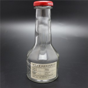 shanghai factory good shape hoy sauce bottles 300ml with red color metal cap