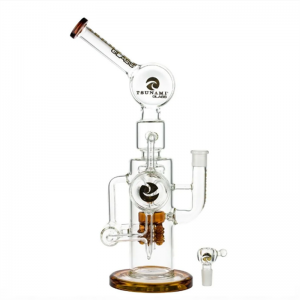 linlang shanghai fancy Straight Glass Ice Bong med Double Slitted Drum Percs