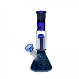 linlang shanghai fancy Straight Glass Ice Bong with Double Slitted Drum Percs