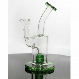 Custom green weed smoking tobacco water pipe glass heavy duty bong