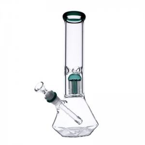 linlang shanghai fancy Straight Glass Ice Bong Slited Double Drummer Percs