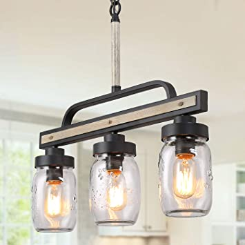 Chinese wholesale Sha Bu - linlang shanghai 4-Light Hanging Pendant Lighting, Mason Jar Lights for Kitchen Island Metal Finish with Glass Shades for Dining Room Restaurant Coffee Bar – Linlang