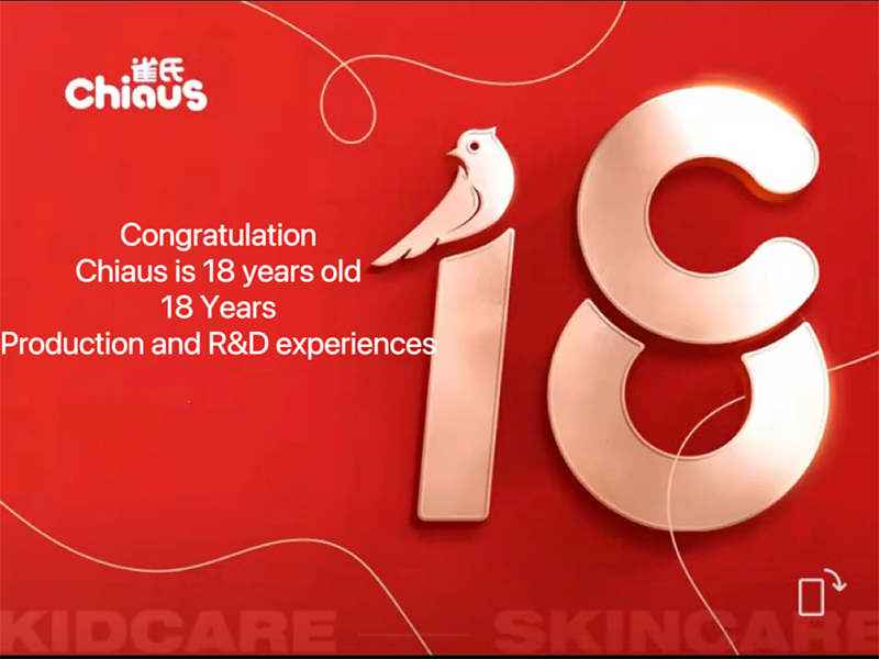 Parabéns CHIAUS já tem 18 anos, 18 anos de experiência em produção e P&D.