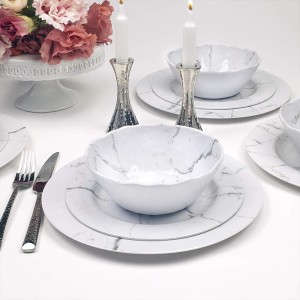 Moderní mramorová textura plastové nádobí odolné proti pádu melaminová jídelní sada restaurace hotel domácí použití