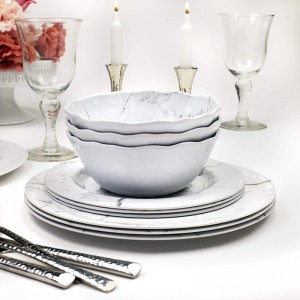 Moderní mramorová textura plastové nádobí odolné proti pádu melaminová jídelní sada restaurace hotel domácí použití