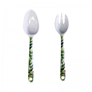 ມືຈັບສີຄຸນນະພາບສູງ Heavy Duty Green Chinese Melamine Plastic Baby Spoon