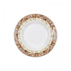 Engros tilpasset hvit dekalert rund Melamin tallerkensett restaurantretter middag melamintallerkener