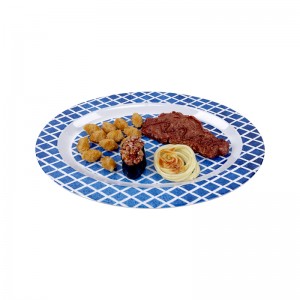 Dishwasher safe and rich hand painted printing 100% melamine 18 inch serving platter oval trays for dinnerware sets