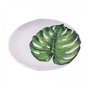 Thús Plastic Green Leaf Design Modern Elegant Simple Melamine Plate