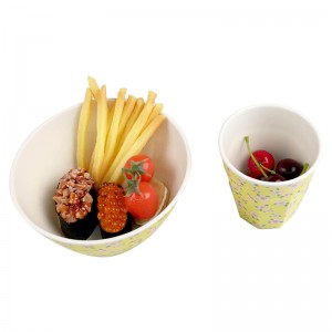 Bamboo Fiber Bowls Round Food Container Dinnerware Set Bamboo Fiber Salad Bowl And Cup