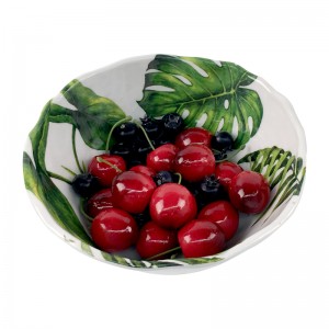 Home Plastic Green Leaf Design Modern Elegant Simple Melamine Plates and Bowls Customizable Sets