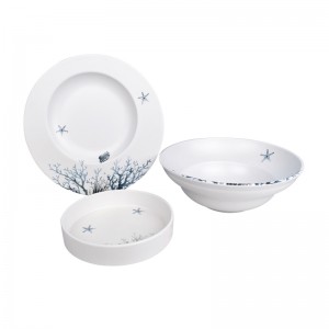 Japanese 100%melamine dinner set white Korean saucer and melamine plates bowl set