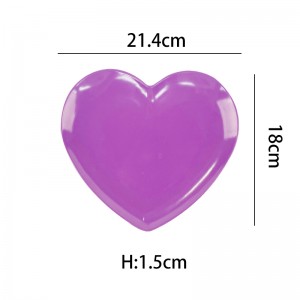 Heart shape solid color homeware plastic melamine chocolate plate/cookie plate