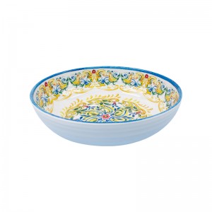 Oanpast akseptearje Vintage Style Bowl mei blommen patroan Unbreakable Melamine Bowl foar thús en keuken