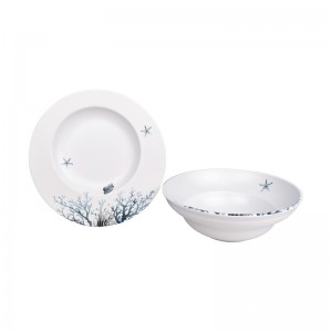 Japanese 100%melamin dinner set white Korean saucer at melamine plates bowl set