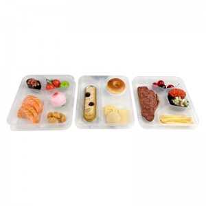 Kotak Pembungkusan Bawa Keluar Tebal 5 Petak Bekas Persediaan Makanan dengan Penutup Bekas Penyimpanan Makanan Bekas Makan Tengah Hari Plastik