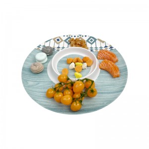 Бесплатни узорци посуда за сервирање ужине хране по мери, велика округла пластична безбедна посуда за храну од меламина и чипса