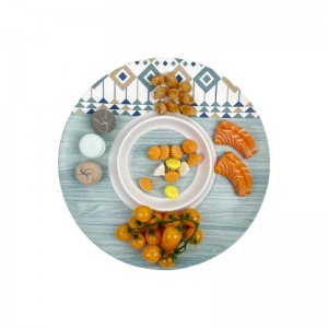 Free Sample Snack Food Serving Trays Custom Made Big Round Plastic Safe Food Grade Melamine Dip And Chip Tray