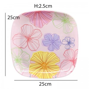 Set di stoviglie in melamina infrangibili con logo personalizzato modello fiore rosa resistente al calore all'ingrosso plastica