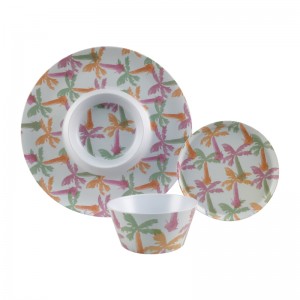 Newly Designed Series Terrazzo design Series Kitchenware Product Bamboo Fiber Plate And Bowl