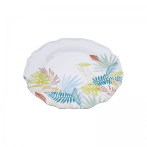 Wholesale customized Nordic natural style plastic plates dinnerware flat melamine dish restaurant tableware
