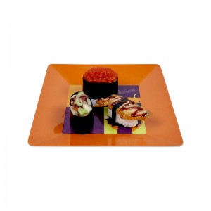 Halloweensky slávnostný plastový melamínový jedálenský set Oranžový štvorcový kreslený tanier dezertný tanier Halloweensky dekoračný tanier
